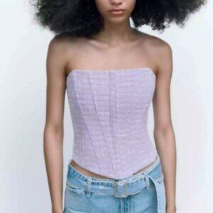 Zara Lilac Strapless Top
